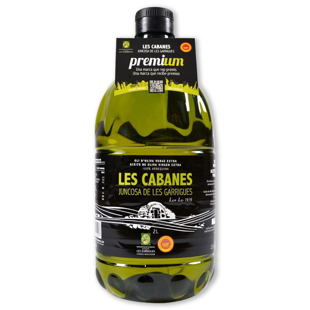 ACEITE DE OLIVA VIRGEN EXTRA variedad ARBEQUINA "LES CABANES" DO Les Garrigues - Garrafa 2 litros
