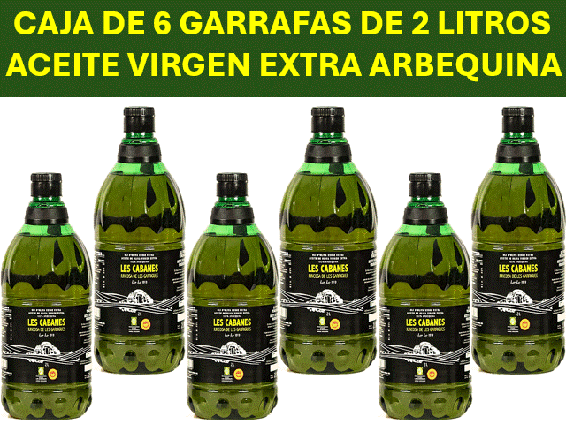 ACEITE DE OLIVA VIRGEN EXTRA variedad ARBEQUINA "LES CABANES" DO Les Garrigues - Garrafa 2 litros - Campaña 25/26