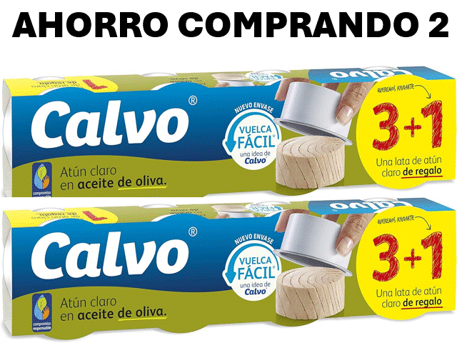 ATÚN CLARO CALVO EN ACEITE DE OLIVA PACK 3+1 LATAS