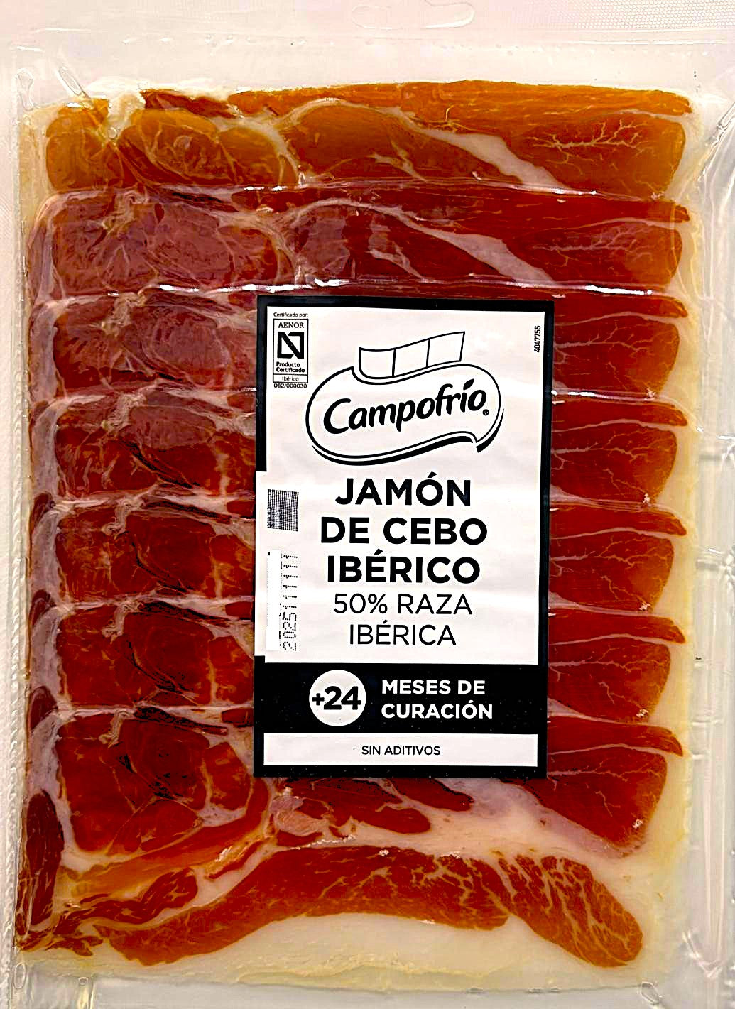 JAMÓN IBÉRICO 50% RAZA "CAMPOFRIO" - LONCHEADO SOBRES 90 GRS. - PACK DE 6 SOBRES