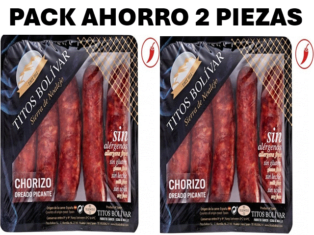 CHORIZO PICANTE DE JAEN OREADO 330 GRAMOS APROX."TITOS BOLÍVAR"
