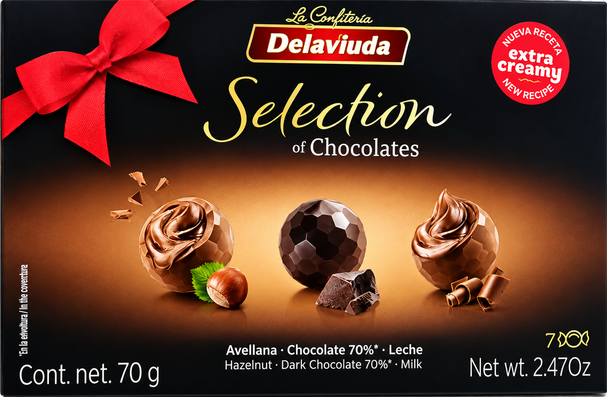 BOMBONES SURTIDO DELAVIUDA - SELECCIÓN DE CHOCOLATES 70 GRS.
