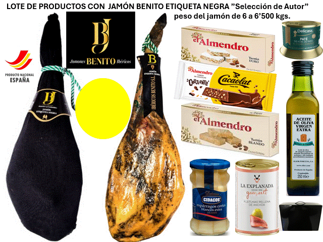 JAMÓN BENITO ETIQUETA NEGRA CON SURTIDO DE PRODUCTOS