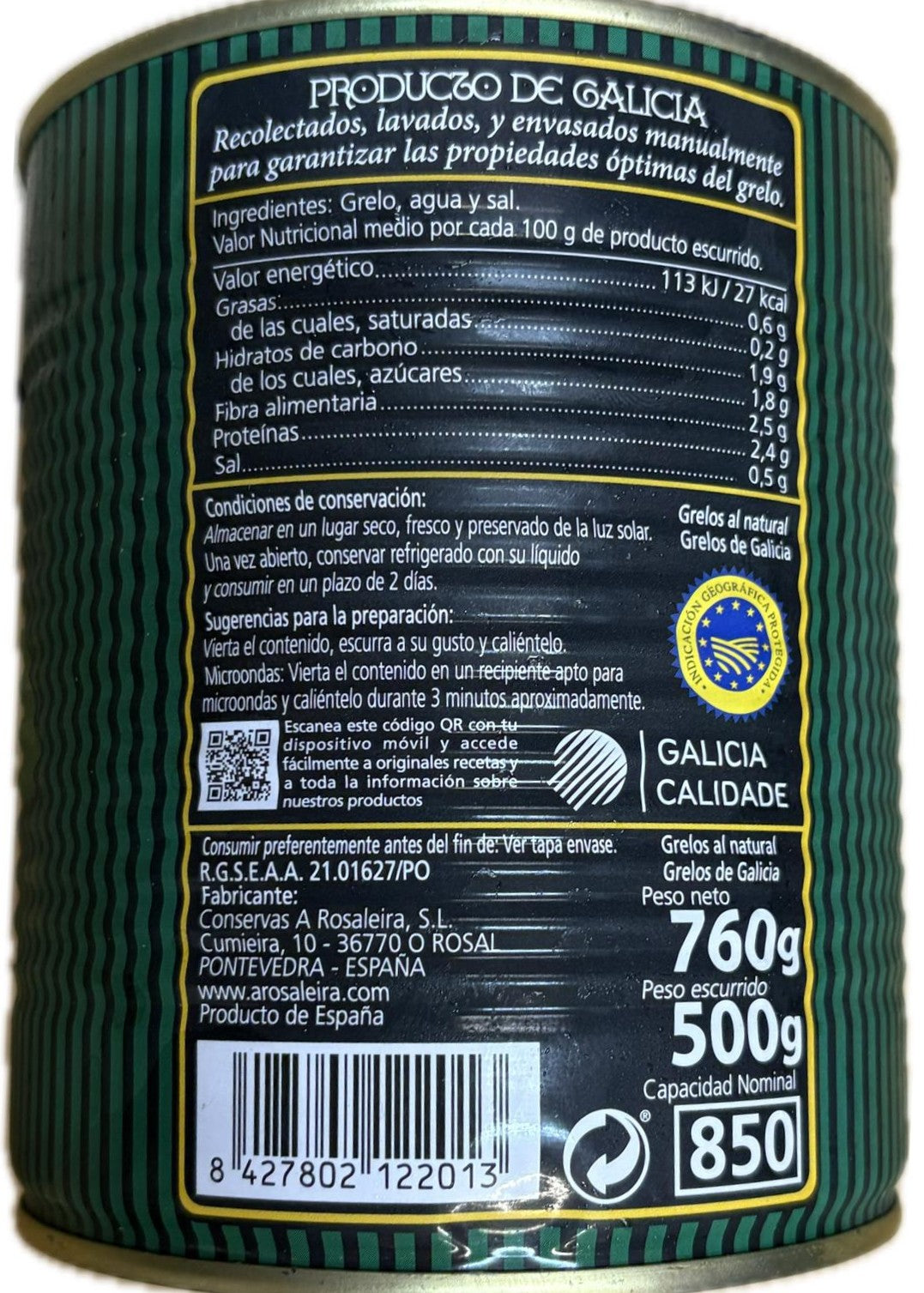 GRELOS EN LATA AUTÉNTICOS DE GALICIA
