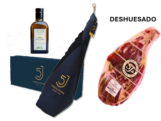 Jamón 5 jotas 100% ibérico de Bellota pata negra con regalo aceite de Jaen