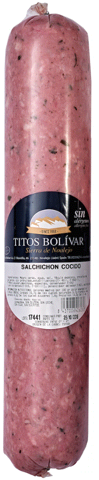 SALCHICHON COCIDO "TITOS BOLIVAR" PIEZA 300 GRS. APROX.