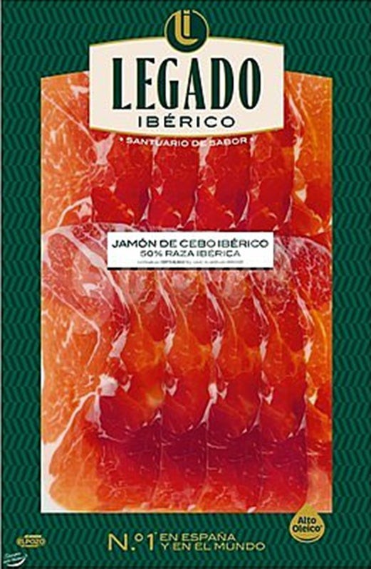 JAMÓN IBÉRICO LEGADO DE CEBO 50% RAZA LONCHEADO SOBRES 100 gms.