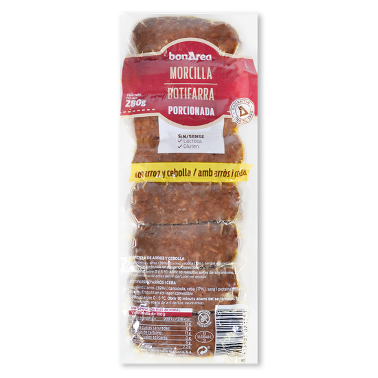 MORCILLAS  DE ARROZ Y CEBOLLA  8 UNIDADES 280 gramos (ESPECIALIDAD)