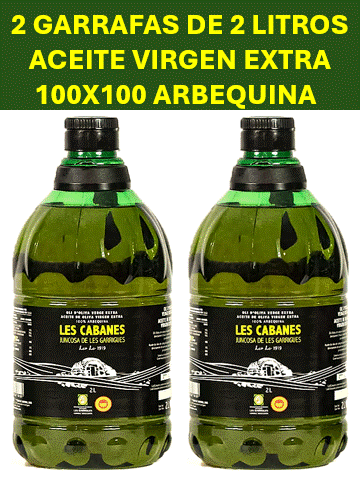 ACEITE DE OLIVA VIRGEN EXTRA variedad ARBEQUINA "LES CABANES" DO Les Garrigues - Garrafa 2 litros - Campaña 25/26
