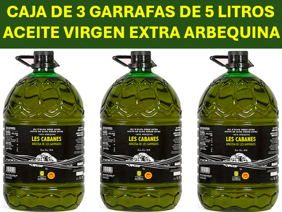 ACEITE DE OLIVA VIRGEN EXTRA variedad ARBEQUINA "LES CABANES" DO Les Garrigues - Garrafa 5 litros - Campaña 25/26