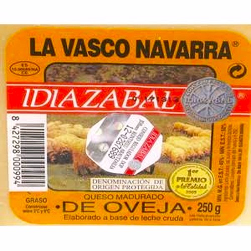 QUESO D.O. IDIAZABAL AHUMADO CUÑA 250 GRAMOS - LA VASCO NAVARRA -