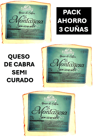 QUESO DE CABRA SEMI-CURADO "LA MONTAÑESA" - CUÑA INDIVIDUAL O PACK AHORRO 3 CUÑAS
