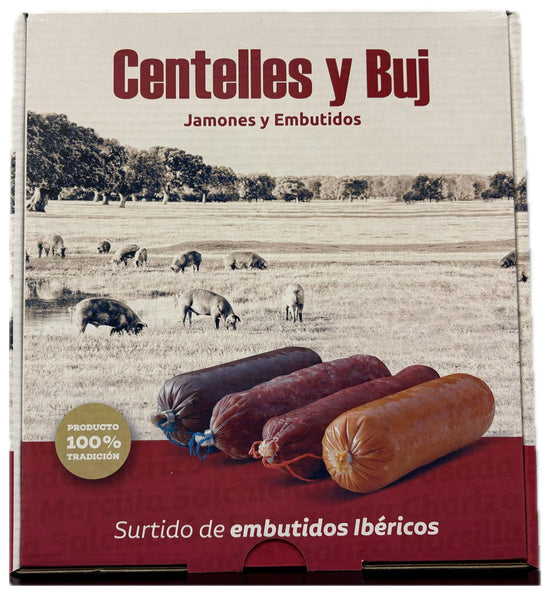 EMBUTIDOS Y PANCETA IBÉRICA DE JABUGO SURTIDO Chorizo, Salchichón, Morcilla y Panceta Ibérica (piezas de 250 gramos. total 1 Kilo)