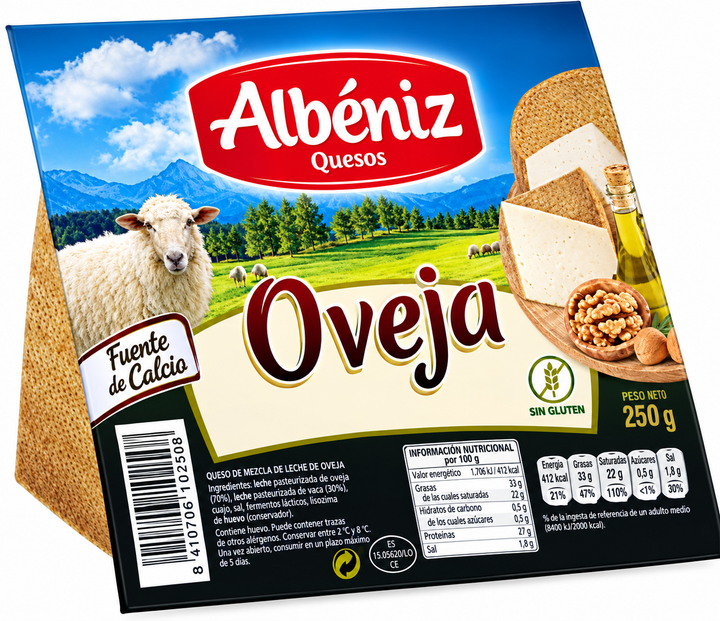 QUESO CURADO DE OVEJA "ALBENIZ" Navarra - cuña de 200 gramos