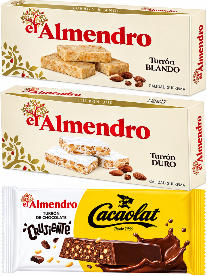 TURRONES EL ALMENDRO, Duro, Blando y Chocolate crujiente