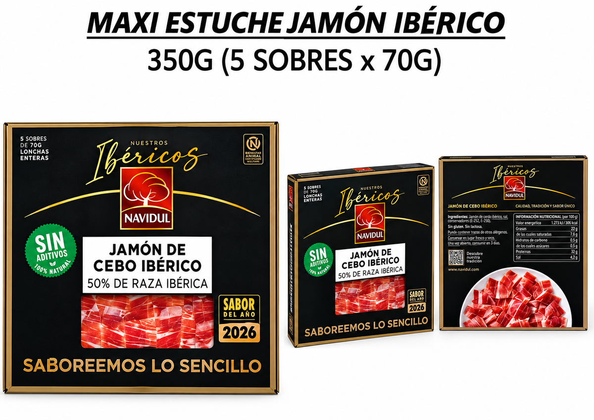 MALETIN DE JAMON IBERICO LONCHEADO NAVIDUL - 5 SOBRES DE 70 GRAMOS