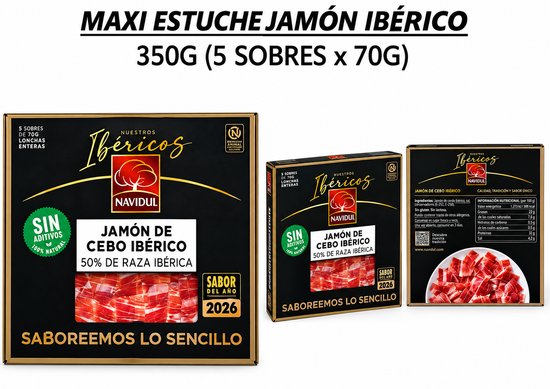 MALETIN DE JAMON IBERICO LONCHEADO NAVIDUL - 5 SOBRES DE 70 GRAMOS