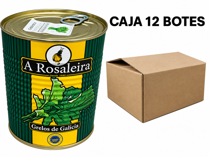 GRELOS EN LATA AUTÉNTICOS DE GALICIA A ROSALEIRA: en caja de 12 botes o por unidades
