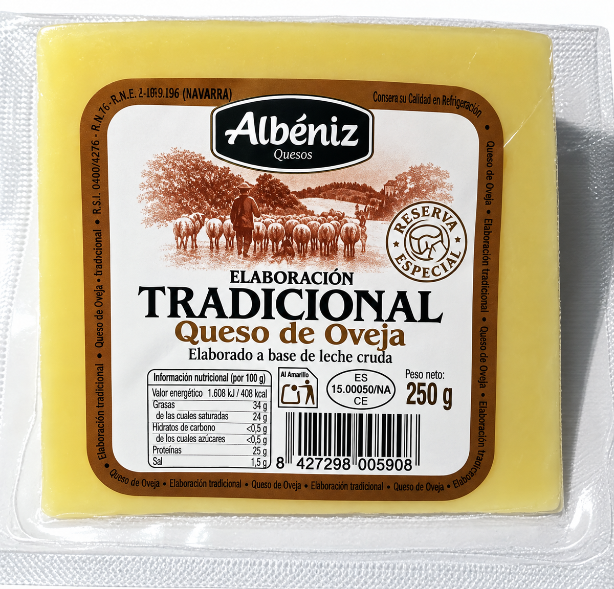 QUESO DE OVEJA TRADICIONAL LECHE CRUDA CUÑA 250 GRAMOS "ALBENIZ"