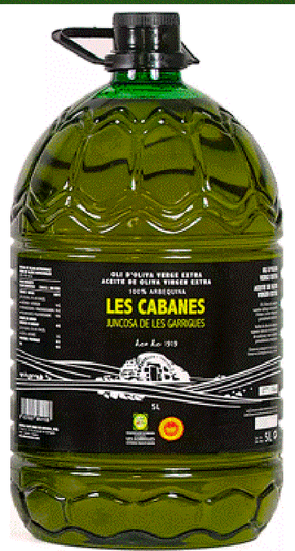 ACEITE DE OLIVA VIRGEN EXTRA variedad ARBEQUINA "LES CABANES" DO Les Garrigues - Garrafa 5 litros - Campaña 25/26