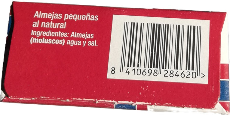 ALMEJA CUCA AL NATURAL lata peso neto 111g. - escurrido 63g - capacidad 120ml.