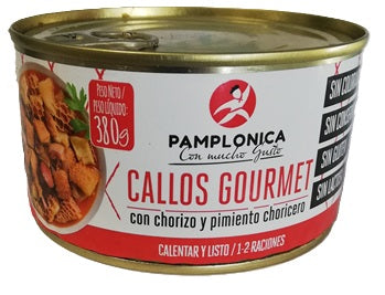 CALLOS DE TERNERA GOURMET CON CHORIZO,  LATA 380 GRS.- 1-2 RACIONES - PAMPLONICA