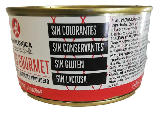 CALLOS DE TERNERA GOURMET CON CHORIZO,  LATA 380 GRS.- 1-2 RACIONES - PAMPLONICA