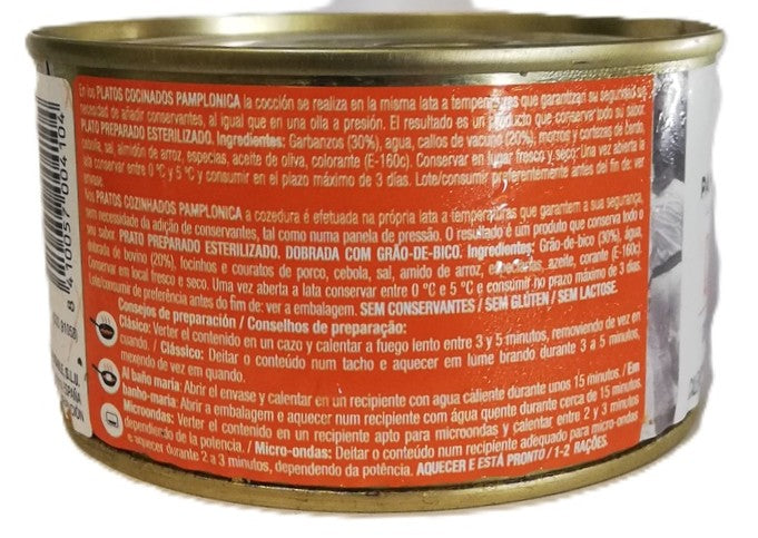 CALLOS DE TERNERA CON GARBANZOS EN LATA 380 GRS. PAMPLONICA
