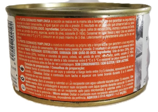 CALLOS DE TERNERA CON GARBANZOS EN LATA 380 GRS. PAMPLONICA