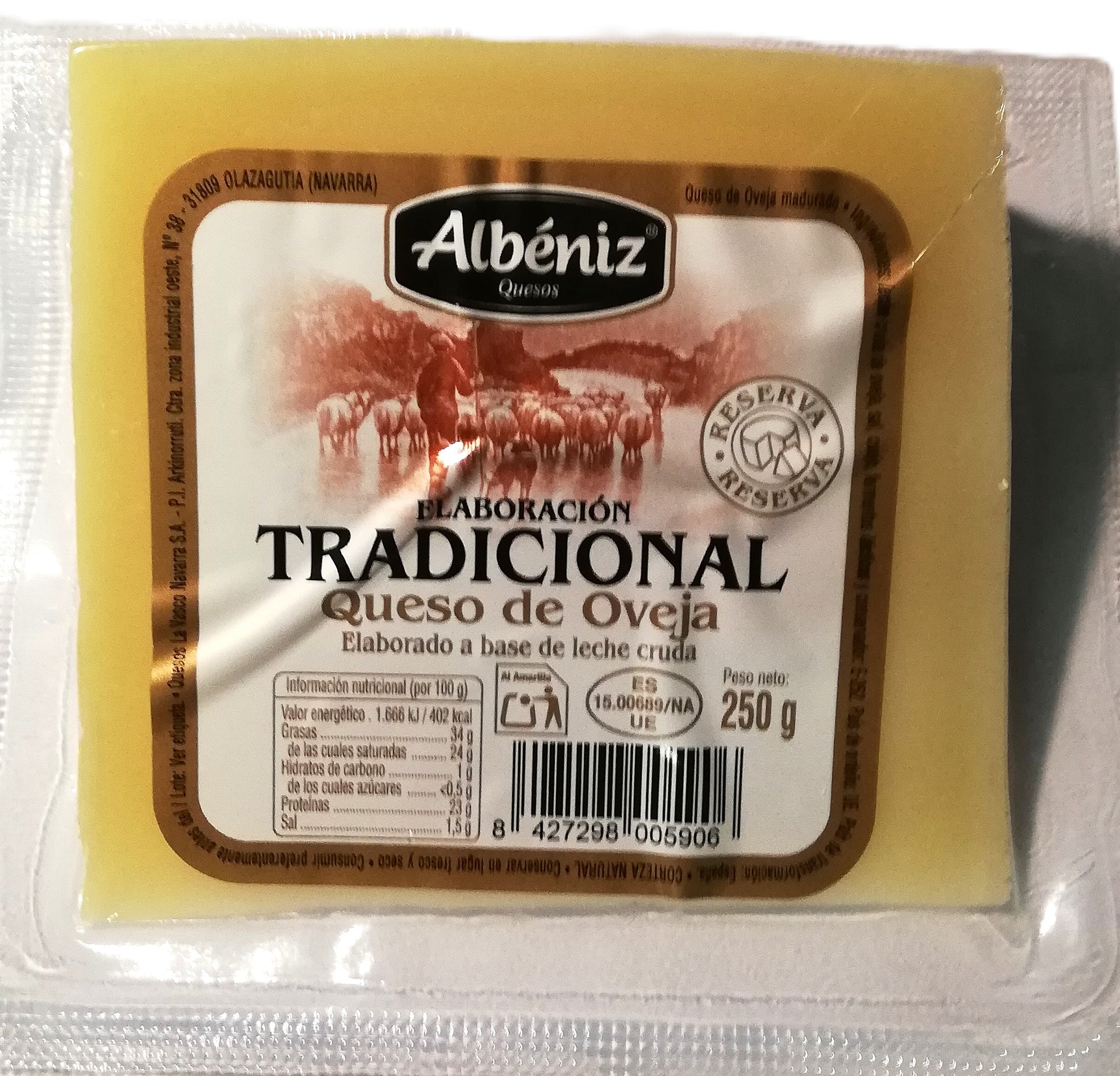 QUESO DE OVEJA TRADICIONAL LECHE CRUDA CUÑA 250 GRAMOS "ALBENIZ"