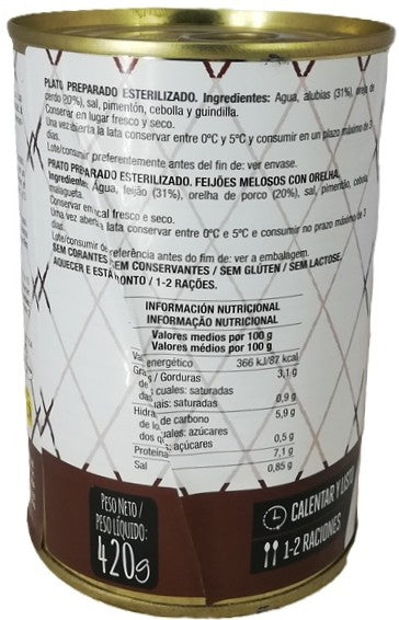 ALUBIAS MELOSAS CON OREJA LATA 420 GRS.- 1-2 RACIONES - PAMPLONICA