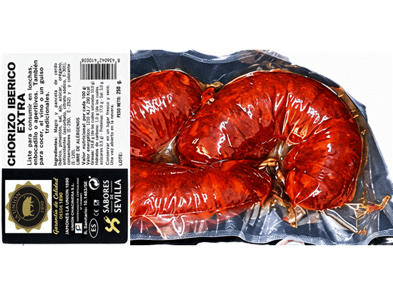 LOTE (Cesta) EMBUTIDOS IBÉRICOS (Salchichón Ibérico 250g. - Chorizo Ibérico 250g. - Chorizo Ibérico (2 piezas) 250g. - Morcilla Ibérica 300g.) - EMBUTIDOS LA UNION
