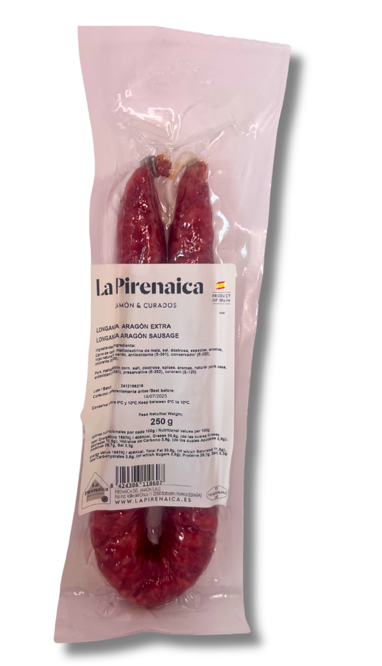 LONGANIZA DE ARAGÓN "LA PIRENAICA" Barbastro pieza 250 gramos