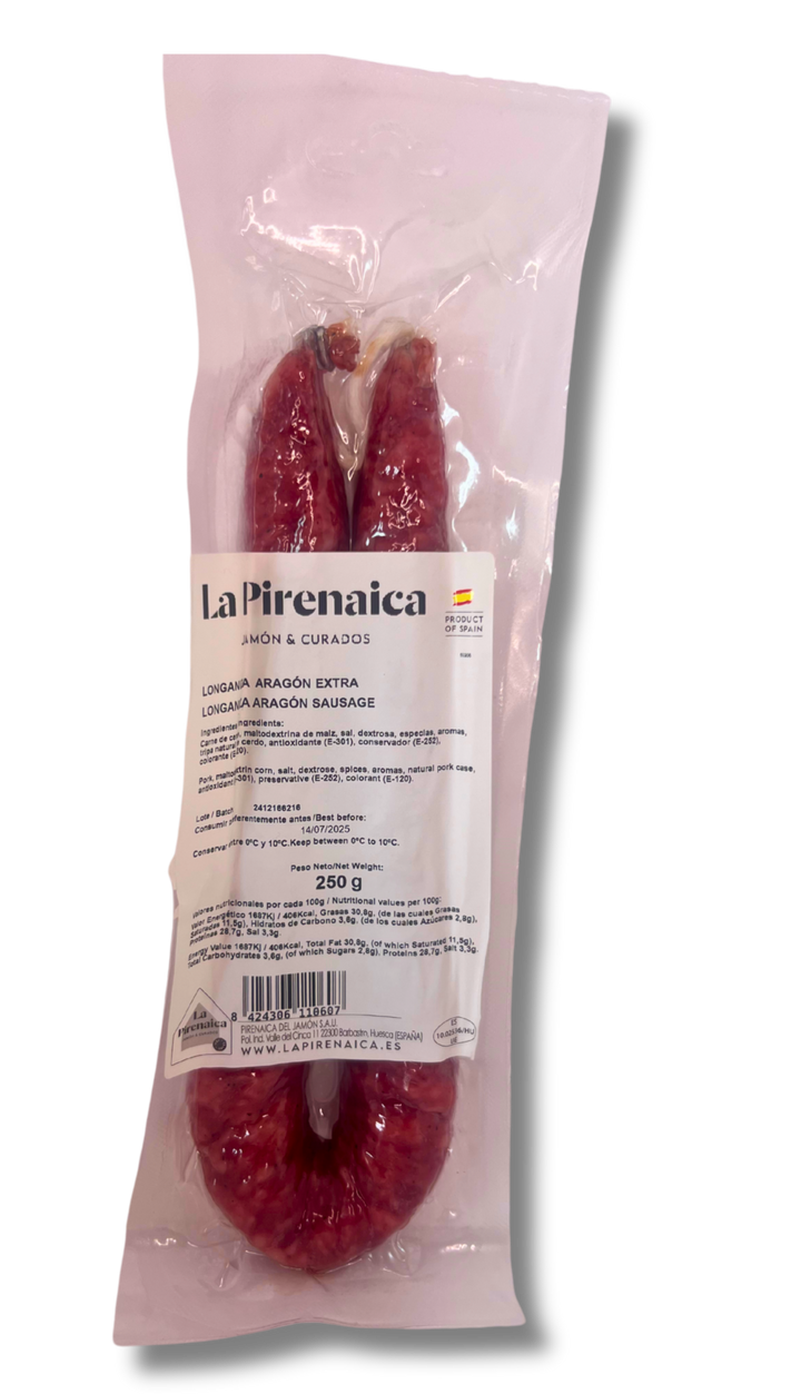 LONGANIZA DE ARAGÓN "LA PIRENAICA" Barbastro pieza 250 gramos