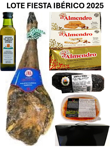 Lote Pack Paleta Autor Gran Reserva pezuña negra + aceite + morcilla ibérica + sobrasada + turrón