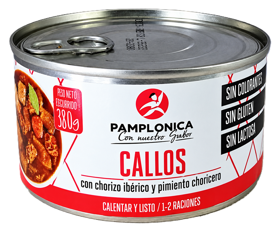 CALLOS CON CHORIZO IBÉRICO Y PIMIENTO CHORICERO LATA 380 GRS.- 1-2 RACIONES - PAMPLONICA