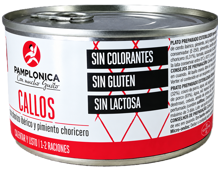 CALLOS CON CHORIZO IBÉRICO Y PIMIENTO CHORICERO LATA 380 GRS.- 1-2 RACIONES - PAMPLONICA