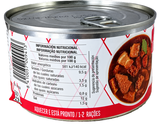 CALLOS CON CHORIZO IBÉRICO Y PIMIENTO CHORICERO LATA 380 GRS.- 1-2 RACIONES - PAMPLONICA