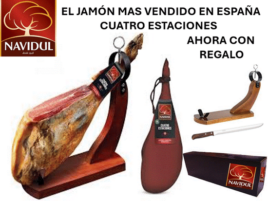 JAMÓN CUATRO ESTACIONES DE NAVIDUL EN LOTE CON REGALOS