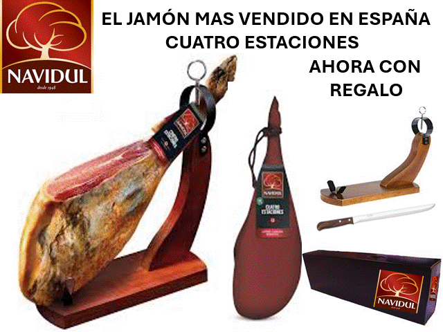 JAMÓN CUATRO ESTACIONES DE NAVIDUL EN LOTE CON REGALOS