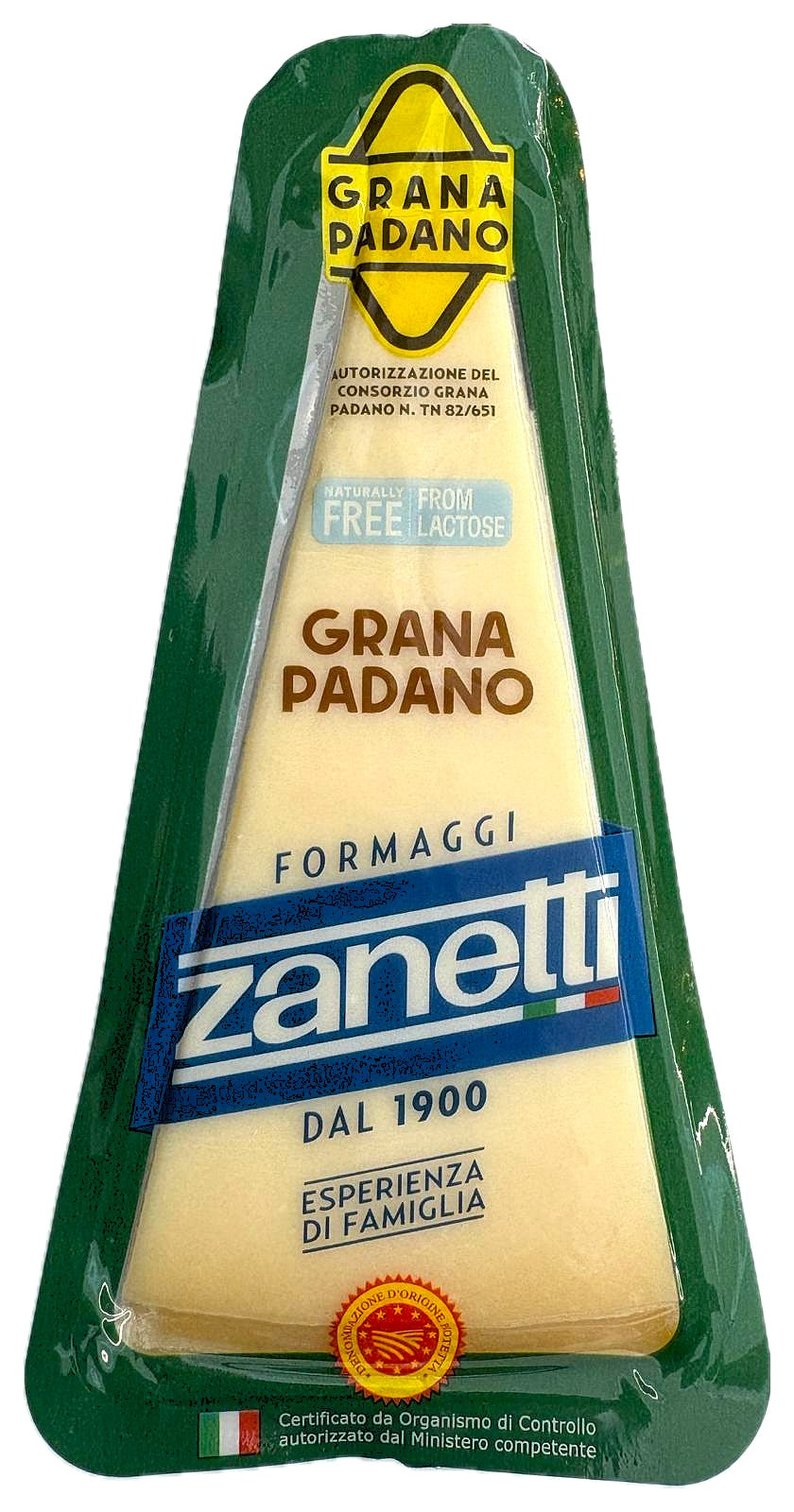 GRANA PADANO QUESO CUÑA 200 GRAMOS "ZANETTI" ITALIA