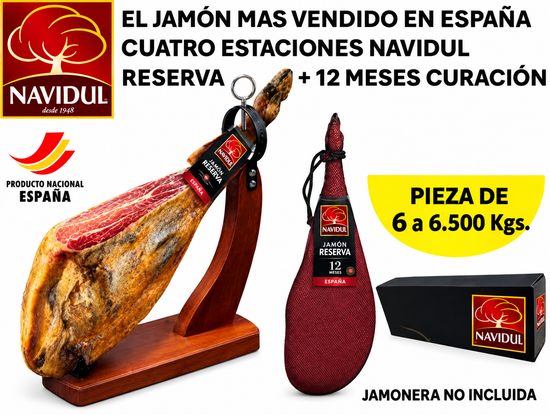 JAMÓN CUATRO ESTACIONES RESERVA NAVIDUL de 6 a 6.5 Kilos en caja lote