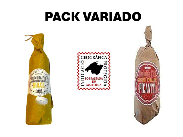 SOBRASADA DE MALLORCA VARIADA DULCE Y PICANTE piezas de 250 gramos