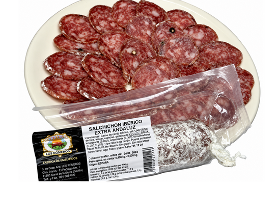 SALCHICHON IBÉRICO EXTRA ANDALUZ  . "EMBUTIDOS LA UNION" pieza de 250 gramos