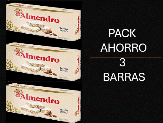 TURRON DURO EL ALMENDRO EN PACK AHORRO DE 3 BARRAS DE 150 GRAMOS