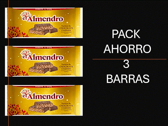CHOCOLATE CRUJIENTE EL ALMENDRO BARRA 200 Grs. PACK DE 3