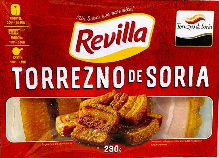 TORREZNOS DE SORIA PRECOCINADOS "REVILLA" en dos formatos: bandeja 230g. o bandeja de 1300g.