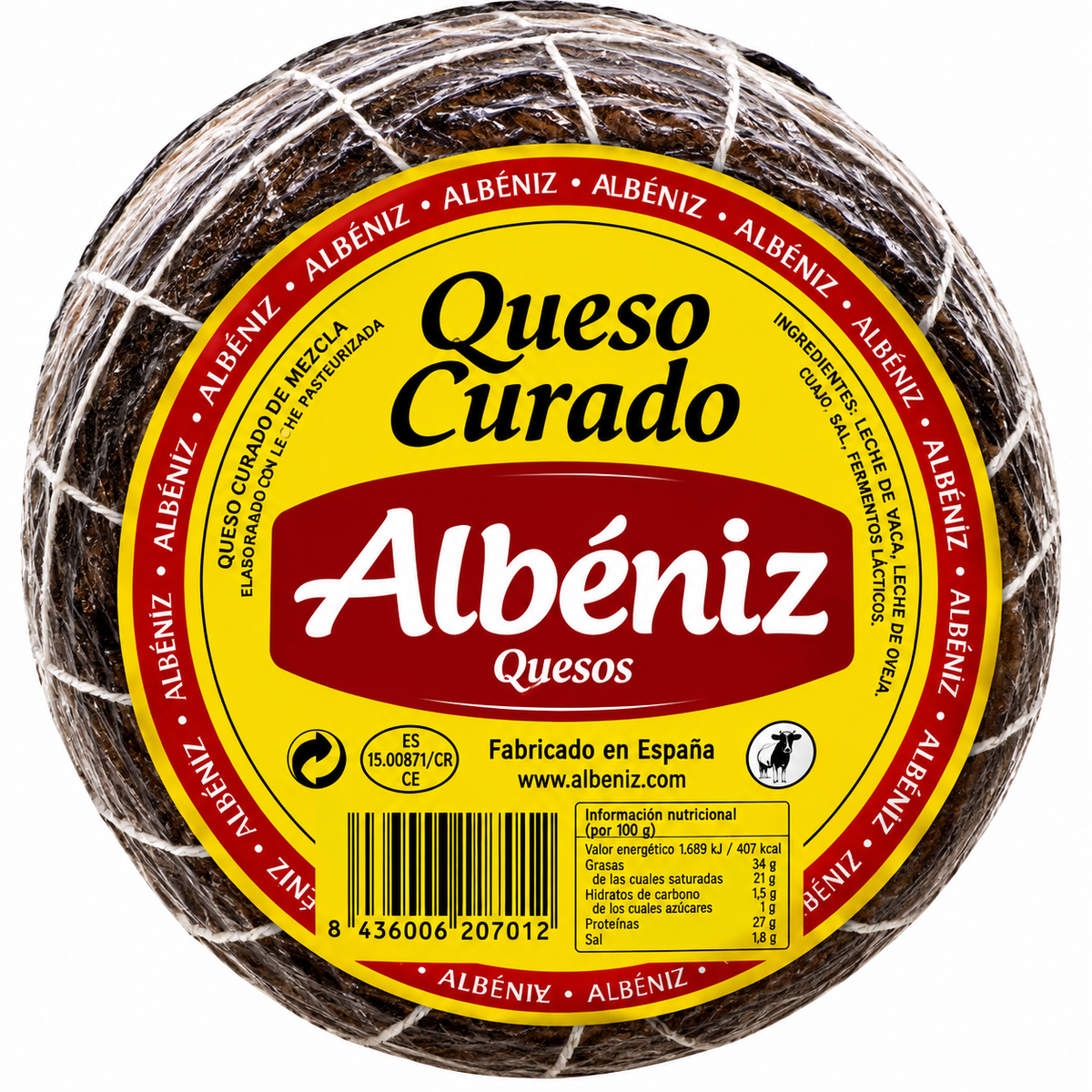 QUESO CURADO MEZCLA VACA/OVEJA "ALBENIZ" Navarra - pieza mini 800 gramos aproximado