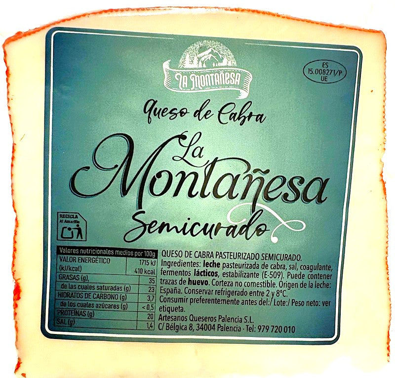 QUESO DE CABRA SEMI-CURADO "LA MONTAÑESA" - CUÑA INDIVIDUAL O PACK AHORRO 3 CUÑAS