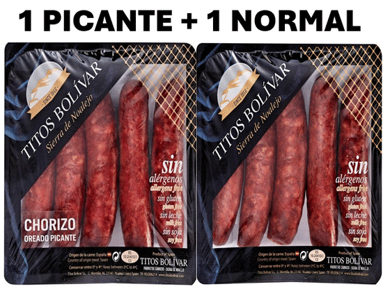 CHORIZO DE JAEN NORMAL Y PICANTE "Titos Bolivar" Sierra de Noalejo JAEN (330g + 330g)